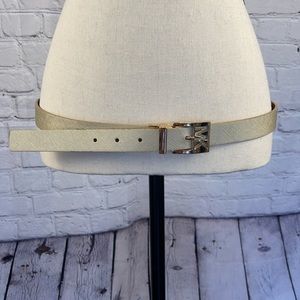 Reversible Michael Kors Gold Belt - Gold / Rose Gold with MK logo